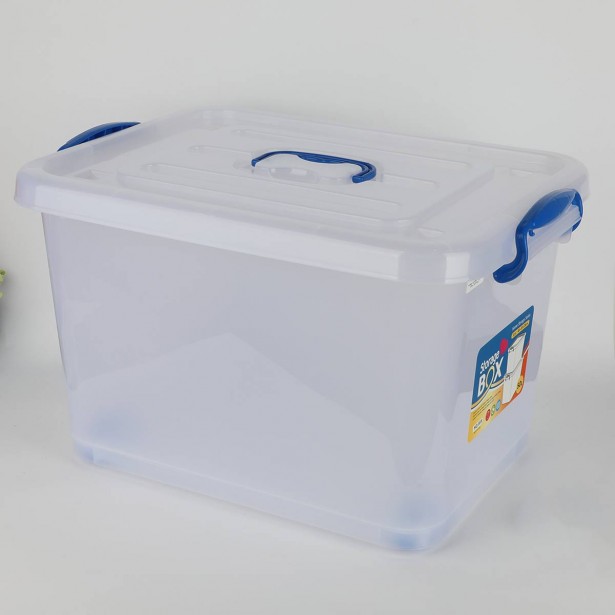 صندوق بلاستيك تخزين بكفرات سهل الحركة 110لتر