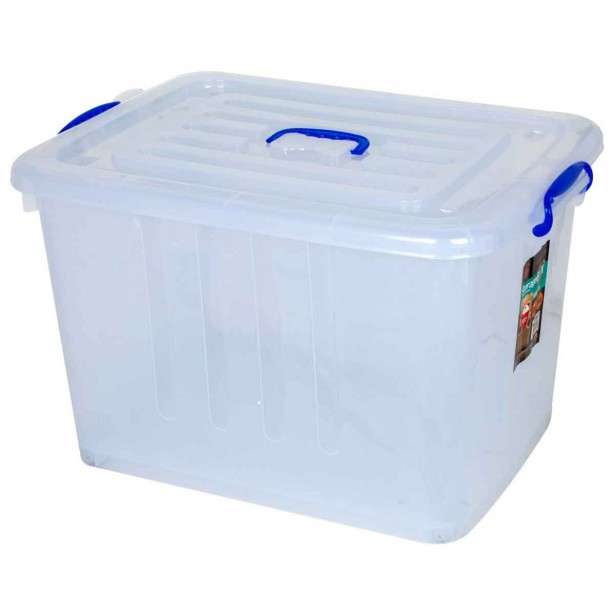 صندوق بلاستيك تخزين بكفرات سهل الحركة مقاس 81*60*49 سم